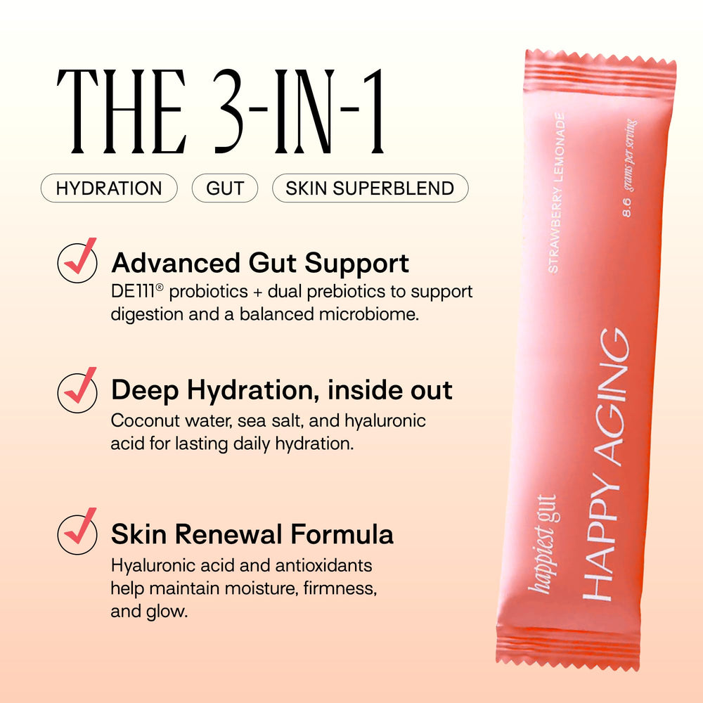 Close-up label shows probiotic DE111 for gut balance