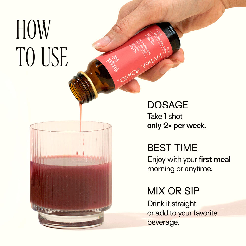 Happy Aging NAD+ shot brightening skin with grape seed and citrus extracts