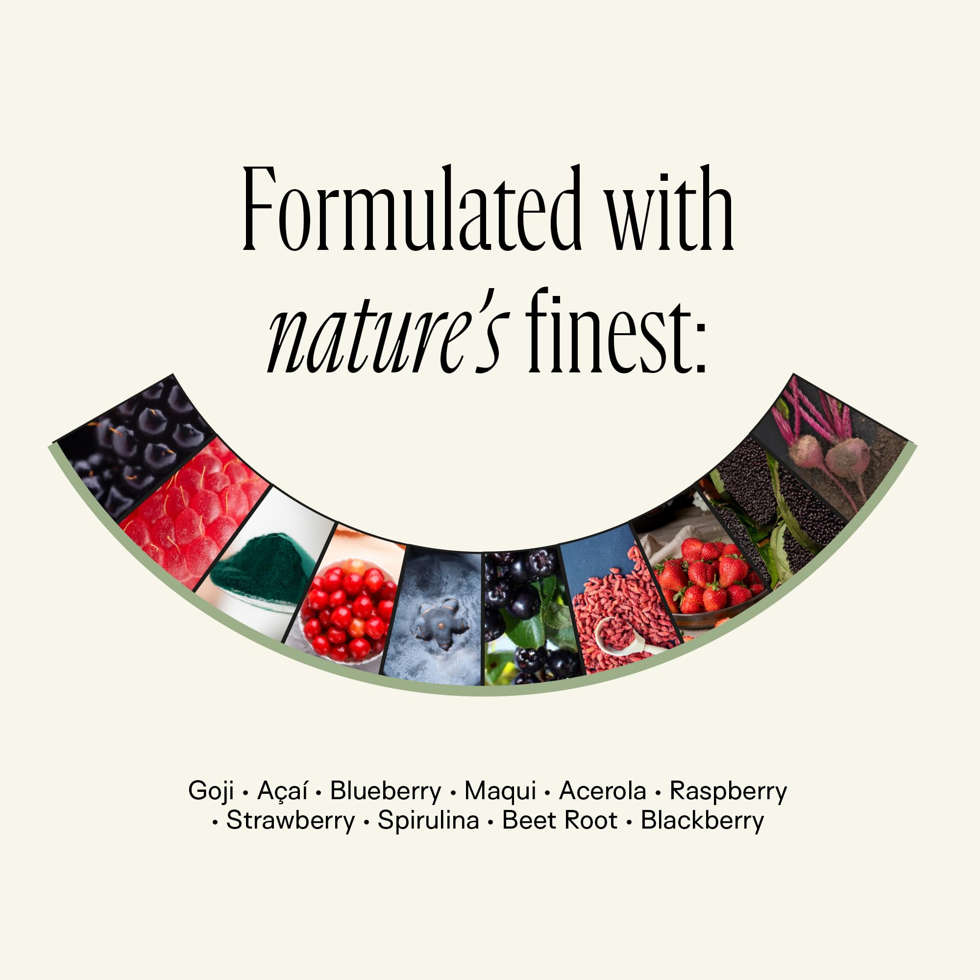 Happy Aging antioxidant blend with goji acai maqui and blueberry