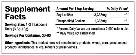 Happy Bodies HB-PC phosphatidylcholine powder package for measured servings.