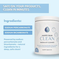 Happy Bum Co easy soak method with powder for quick cleaning.