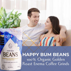 Close-up of Happy Bum Co Enema Coffee grinds showing rich texture