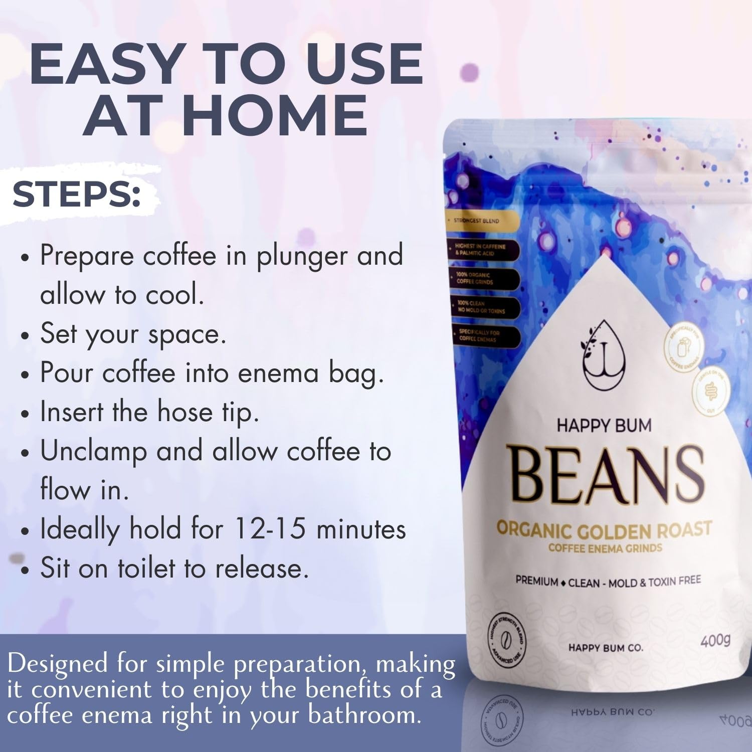 Ground texture of Happy Bum Co Enema Coffee for home prep