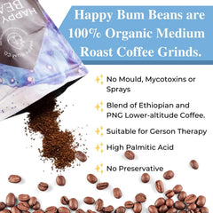 Close-up of Happy Bum Co enema beans, palmitic-acid rich.