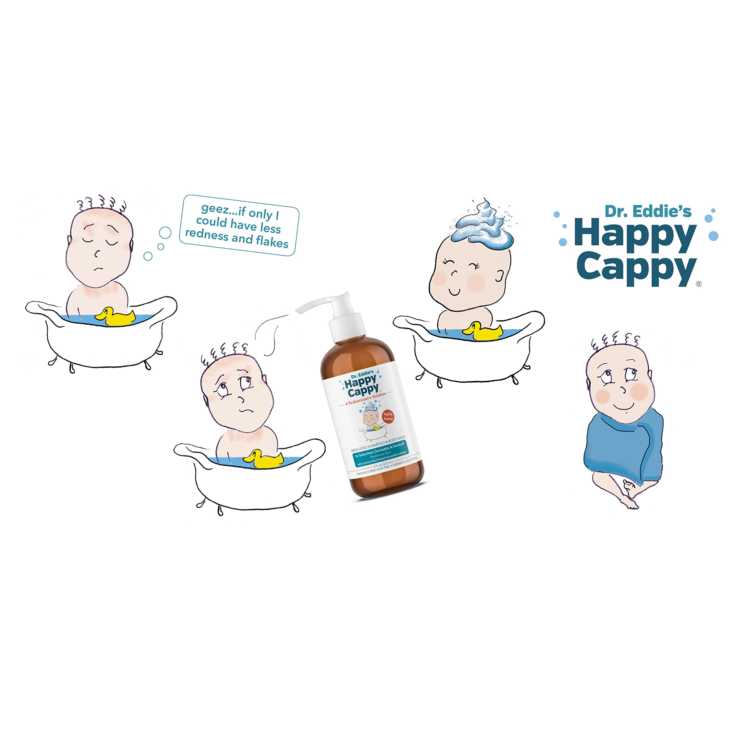 Happy Cappy kid-friendly use on hair, face, and body image.