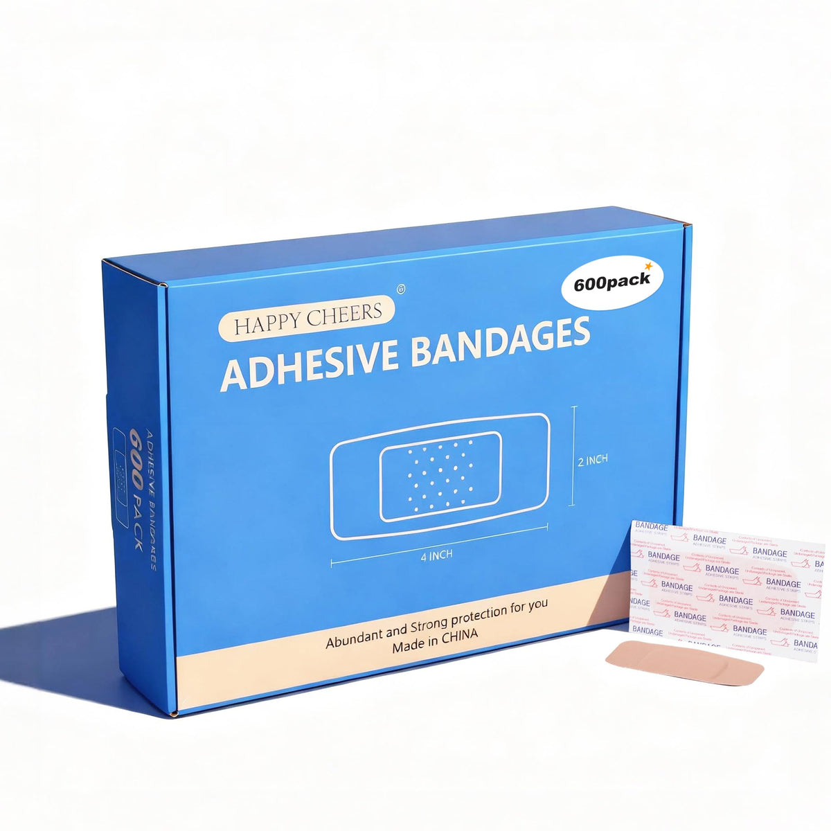 HAPPY CHEERS adhesive bandages 2x4 coverage for knees and elbows, ideal for larger wounds