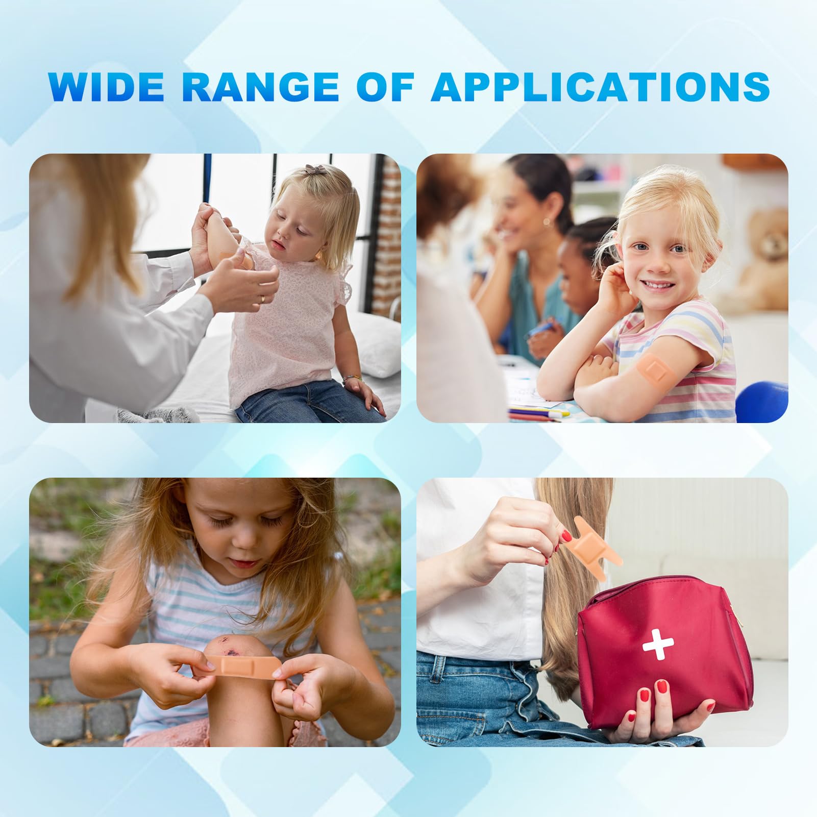Non-stick pad on Happy Cheers bandages supports easy dressing changes