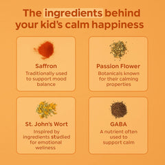 Happy Chews saffron gummies for kids serving on spoon for easy daily dose