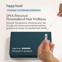 Happy Head StrandIQ System swab step demonstrating easy DNA collection for personalized care