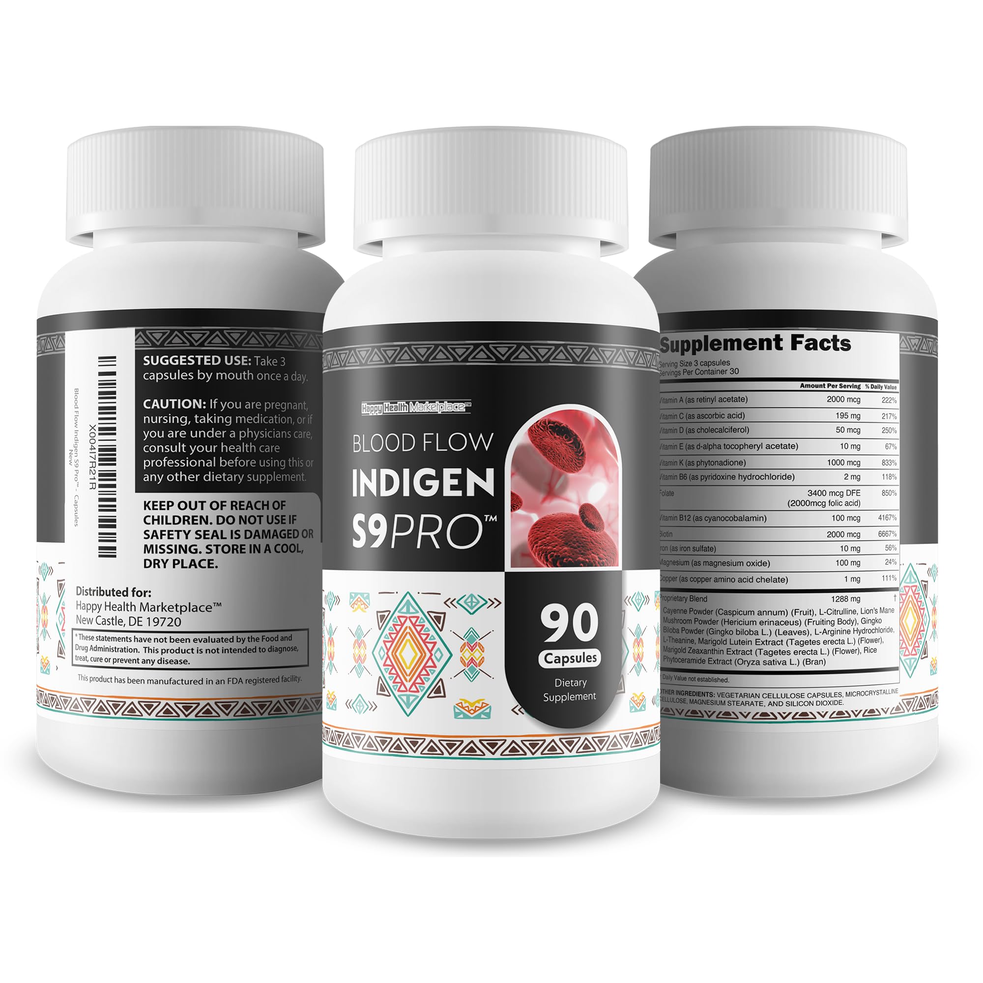 Happy Health Indigen S9 Pro bottle on desk to symbolize routine support.