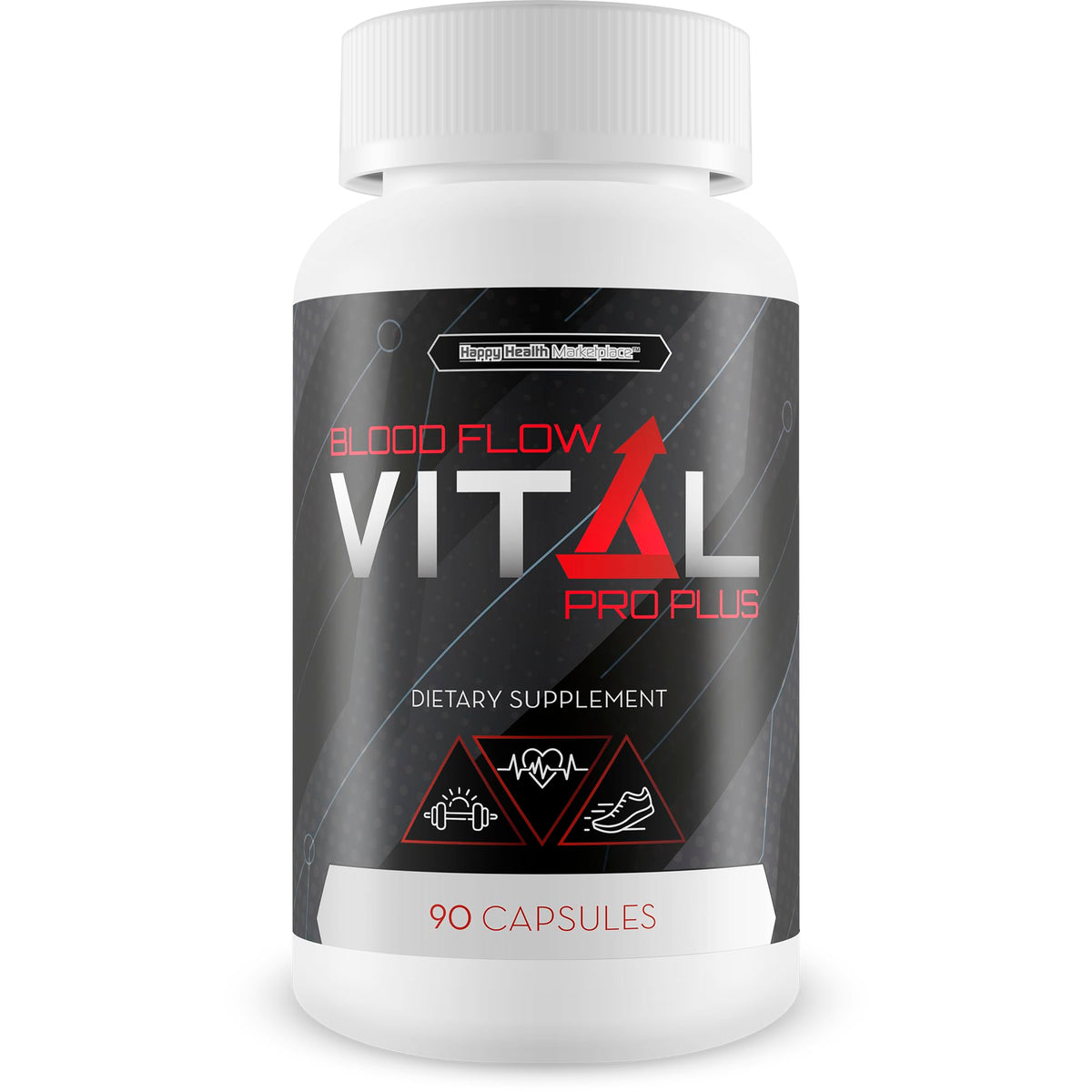 Happy Health Blood Flow Vital Pro Plus bottle pour for easy daily use.