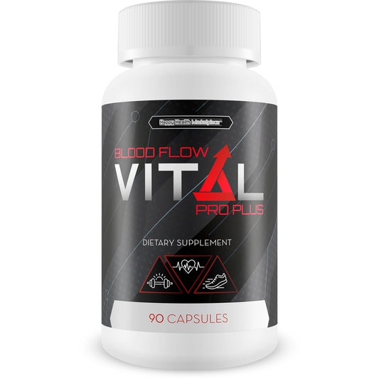 Happy Health Blood Flow Vital Pro Plus bottle pour for easy daily use.