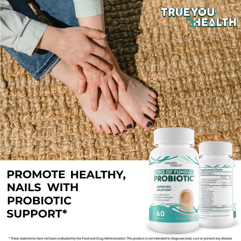 Happy Health Free Of Fungus Probiotic daily-dosing image suggests simple, consistent use.