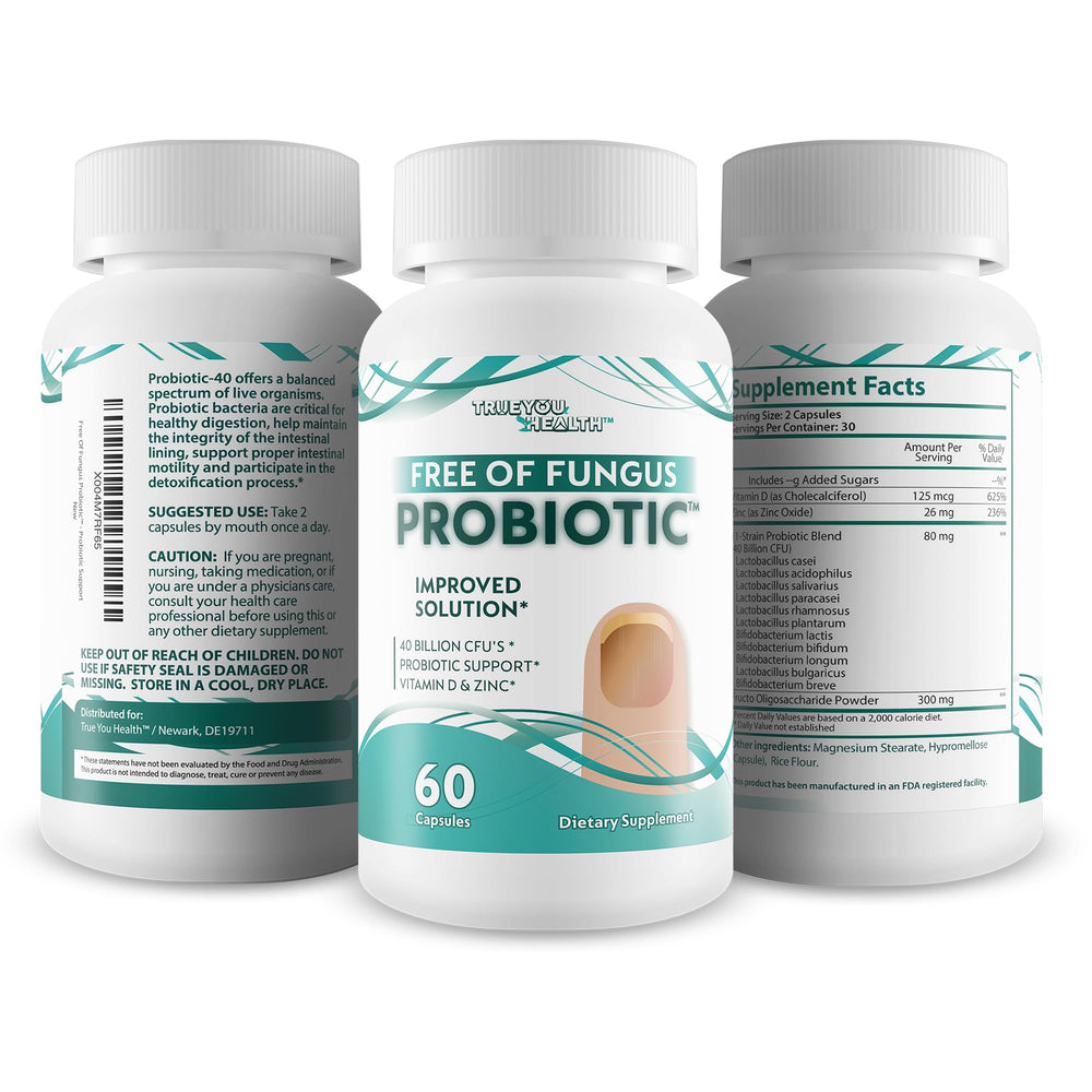 Happy Health Free Of Fungus Probiotic vitamin-d-zinc ingredients promote balanced microbiome.