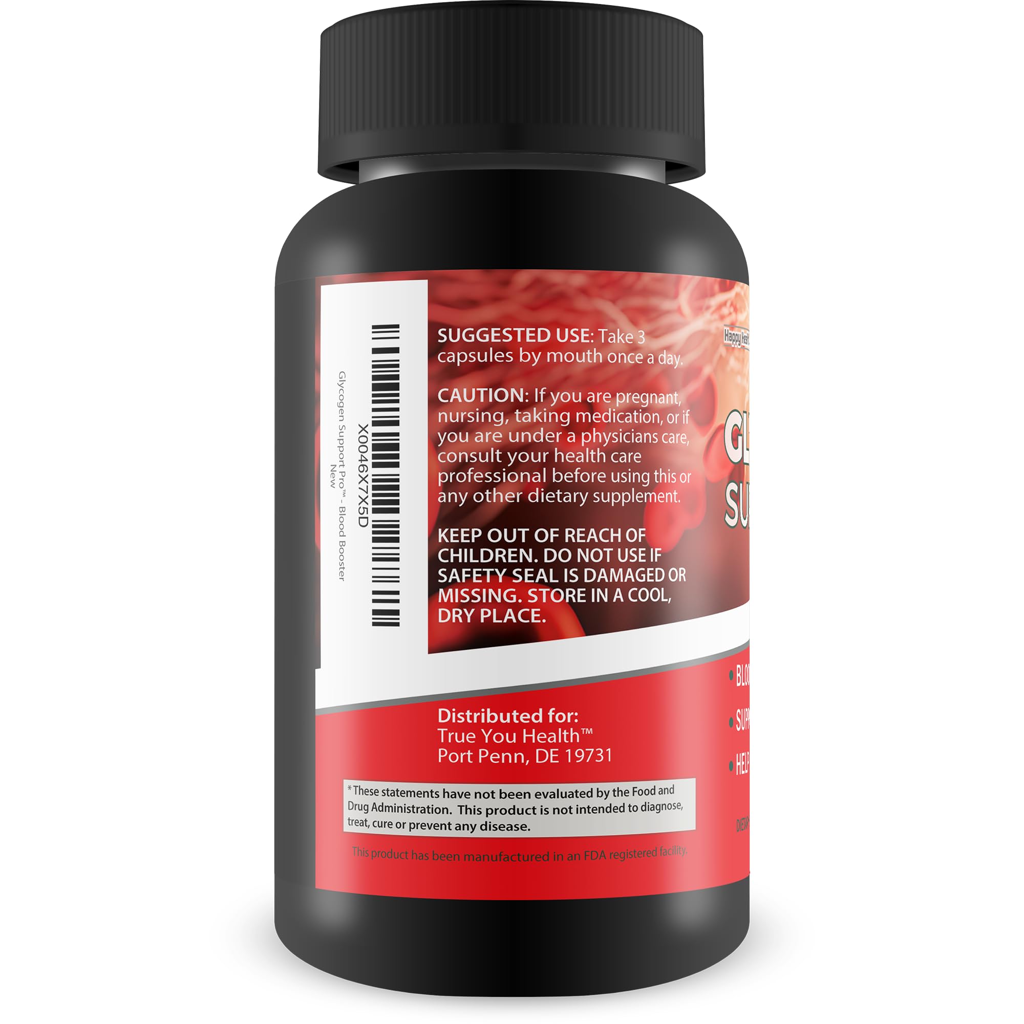 Happy Health Glycogen Support Pro capsules dispensing shows easy daily dosing