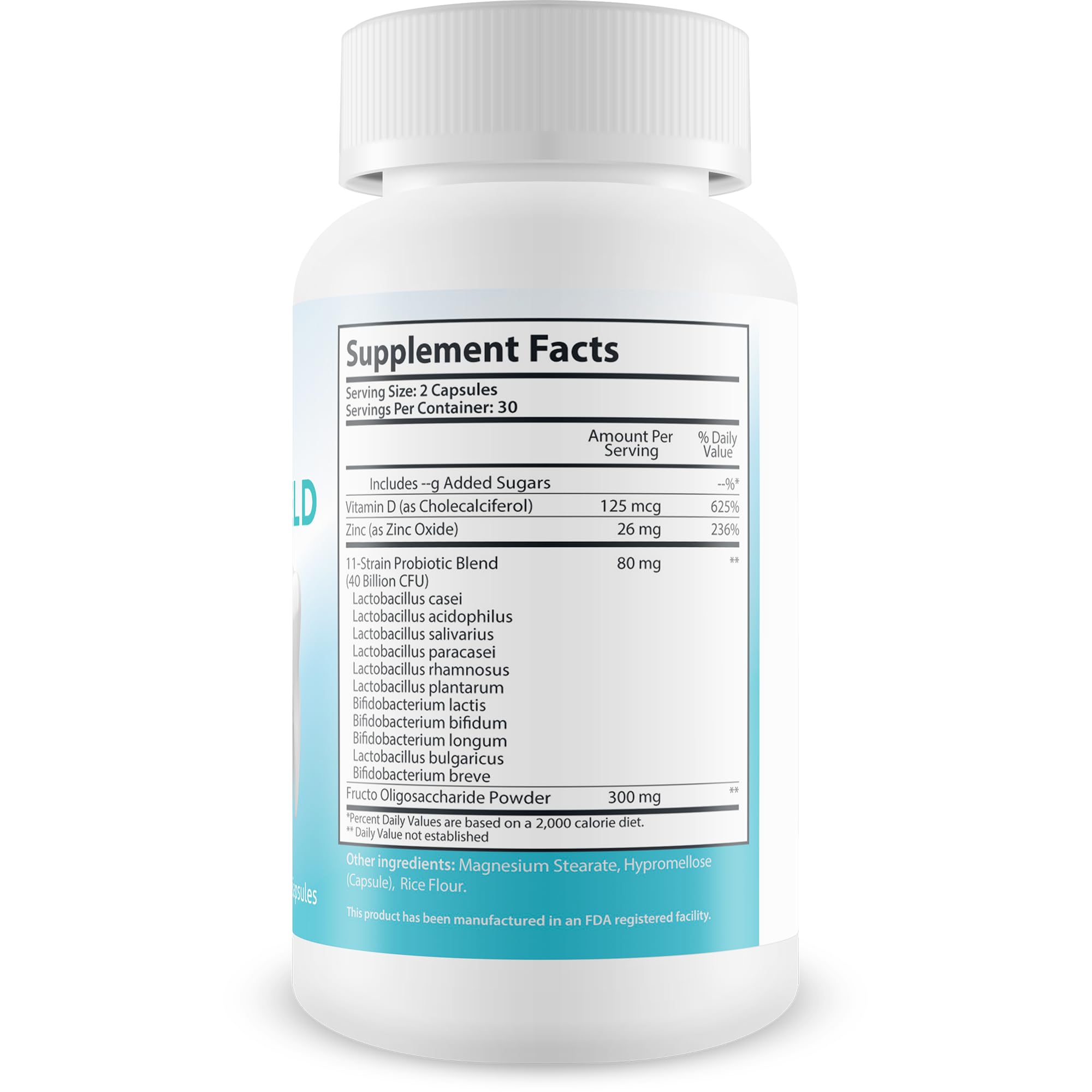 Happy Health Gum Shield Therapy capsules closeup highlighting probiotic pills for oral microbiome balance.