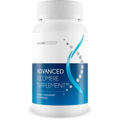Happy Health Marketplace Advanced Telomere bottle on shelf supporting overall vitality.