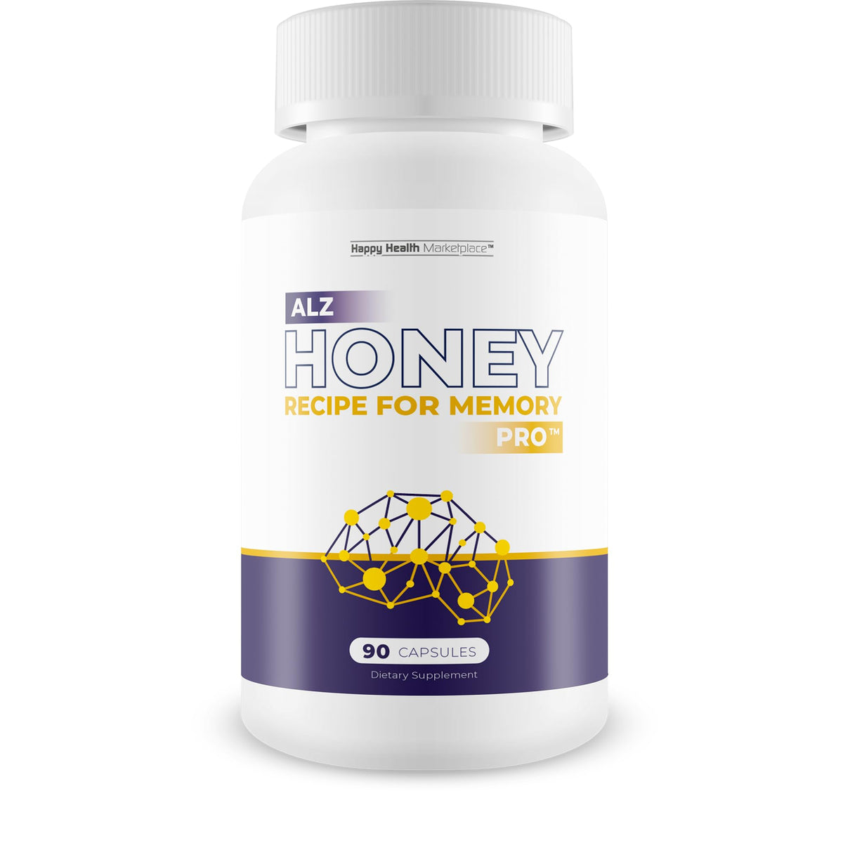 Happy Health Marketplace ALZ Memory bottle shown for daily brain support.