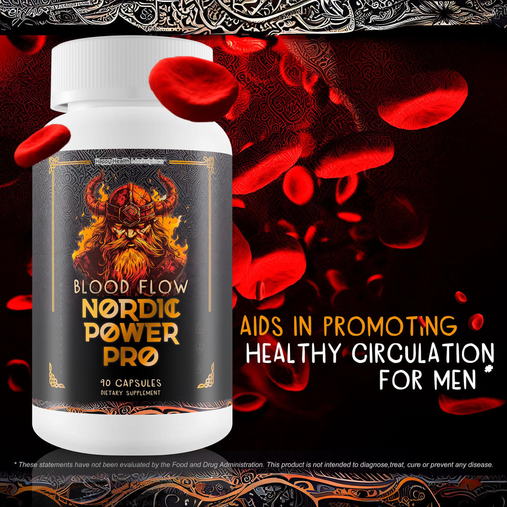 Happy Health Marketplace Blood Flow Nordic Power Pro lifestyle scene suggests daily routine use.
