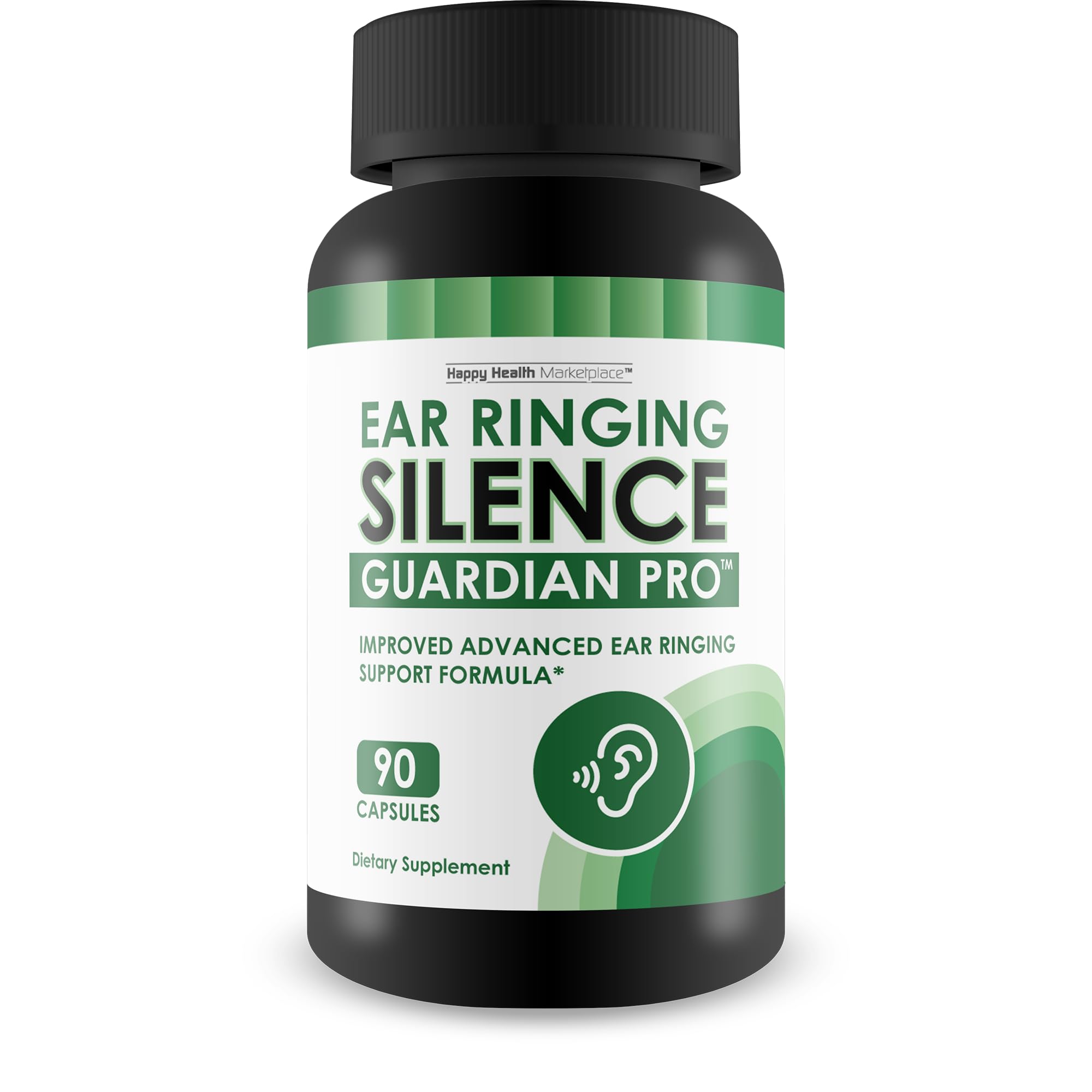 Happy Health Marketplace Ear Ringing Silence Guardian Pro capsules aid ear health.