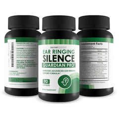 Happy Health Marketplace label shows vitamins, minerals, and botanicals for auditory wellness.