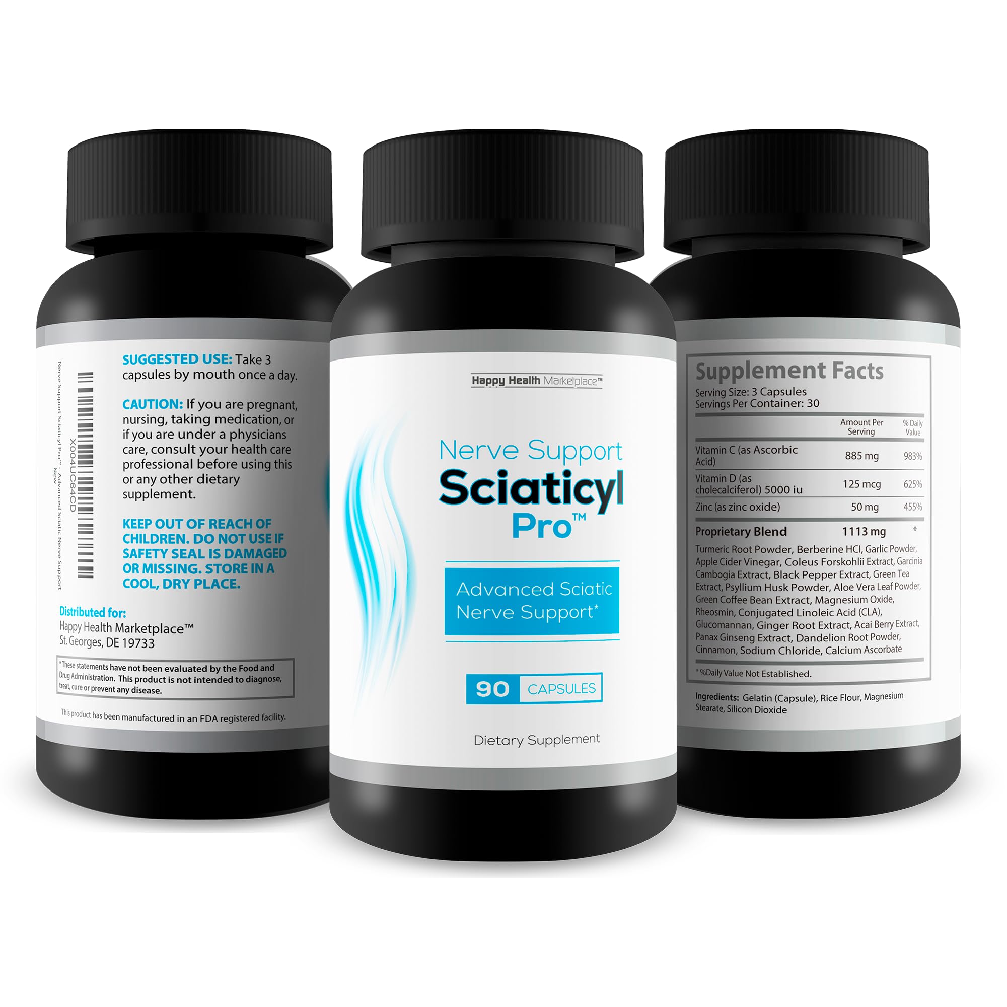 Top view of Nerve Support Sciaticyl Pro bottle for easy daily use