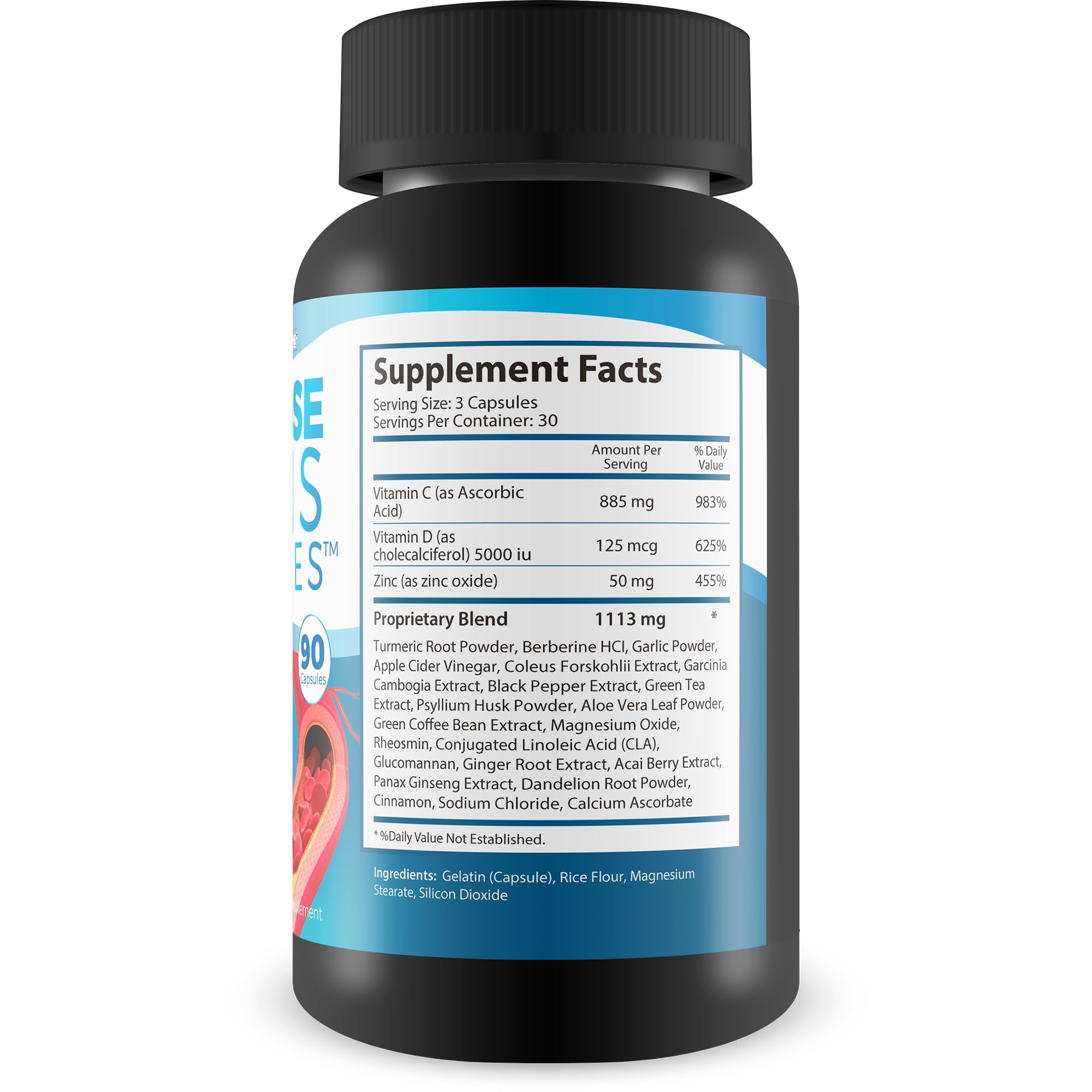 Close-up of capsules for healthy circulation with Happy Health Marketplace Varicose Veins Capsules.