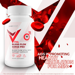 Vital Blood Flow Surge Pro bottle showing L-Arginine and ginkgo biloba