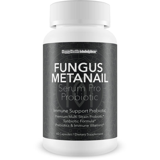 Happy Health Metanail Serum Probiotic bottle close-up for daily nail care