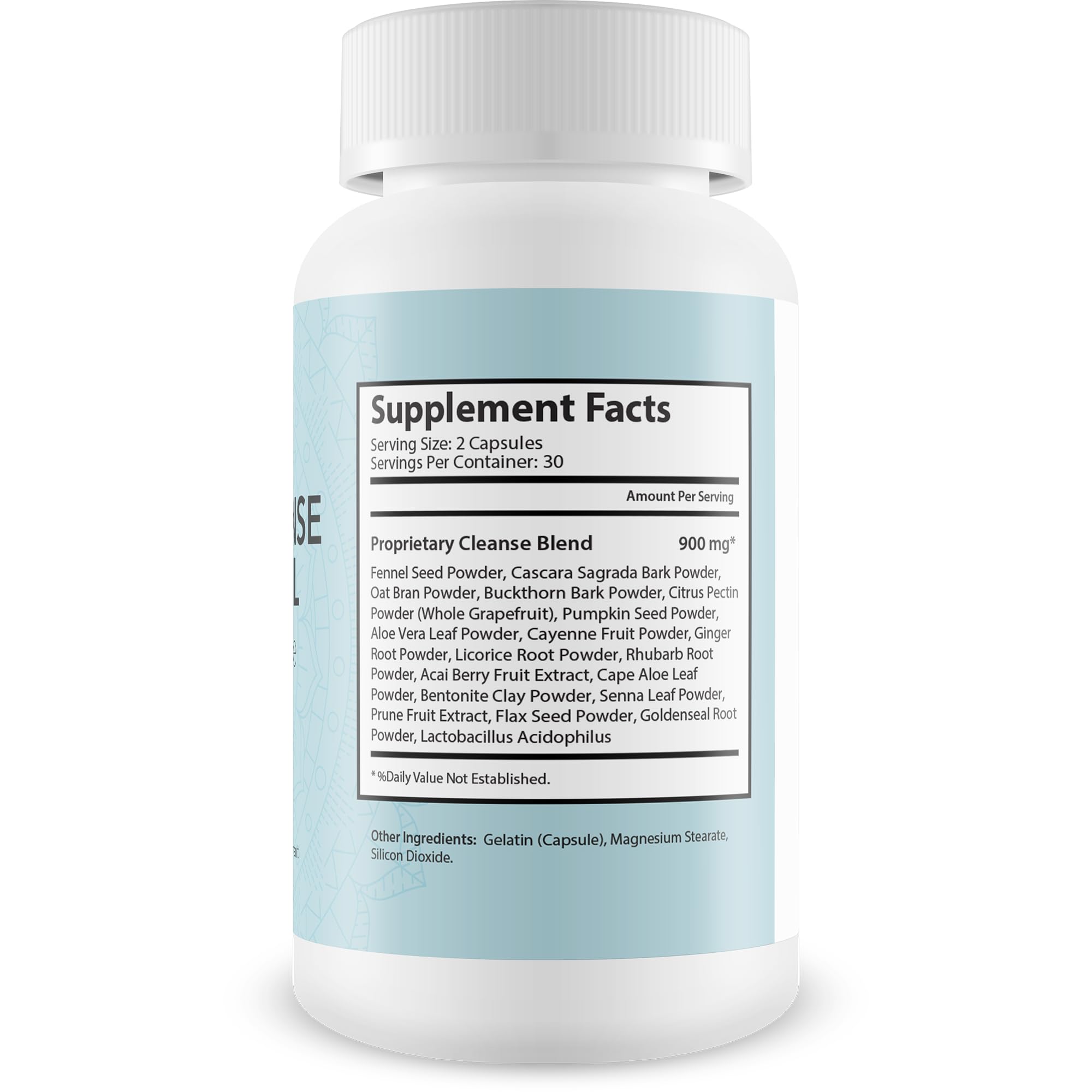 Happy Health Metanail Total Cleanse capsules closeup highlighting probiotic blend.