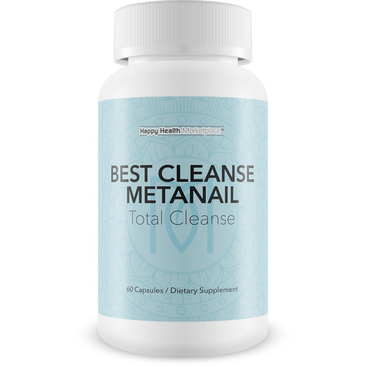 Happy Health Metanail Total Cleanse bottle for toenail support and natural wellness.