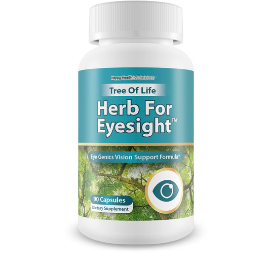 Happy Health Tree of Life Eyesight bottle promotes daily eye support and easy dosing.
