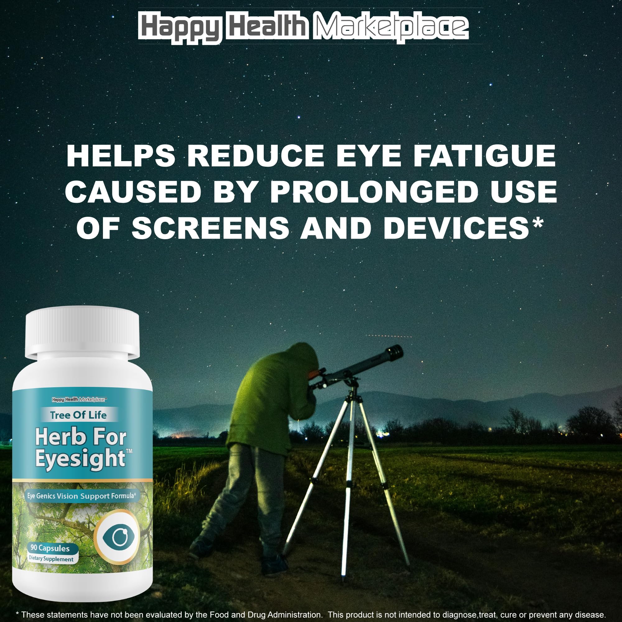Happy Health Tree of Life Eyesight daily-dose packaging emphasizes simple, consistent usage.