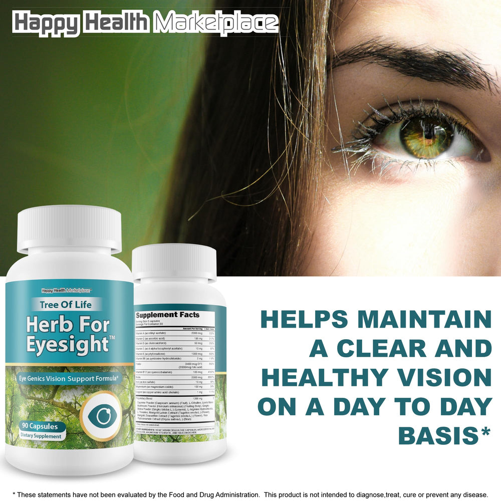 Happy Health Tree of Life Eyesight retina illustration implies macular support and clarity.
