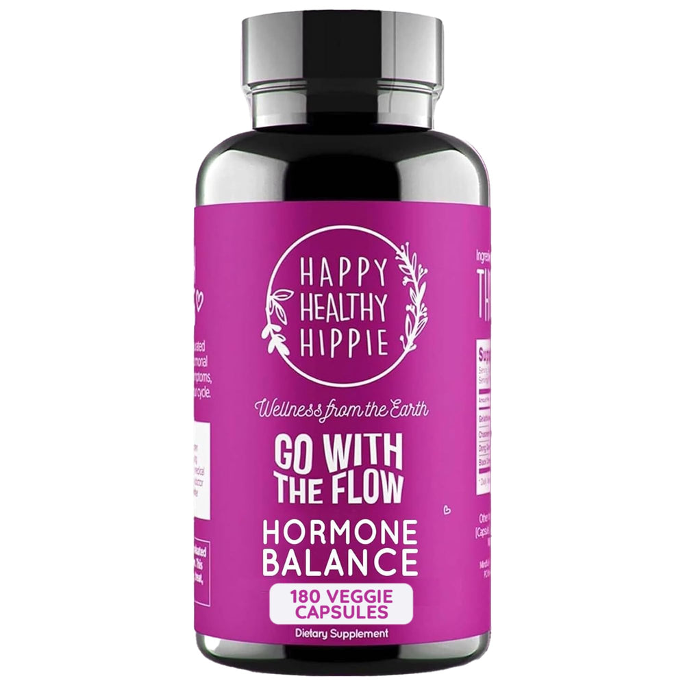 Go With The Flow bottle by Happy Healthy Hippie suggesting PMS support and mood balance