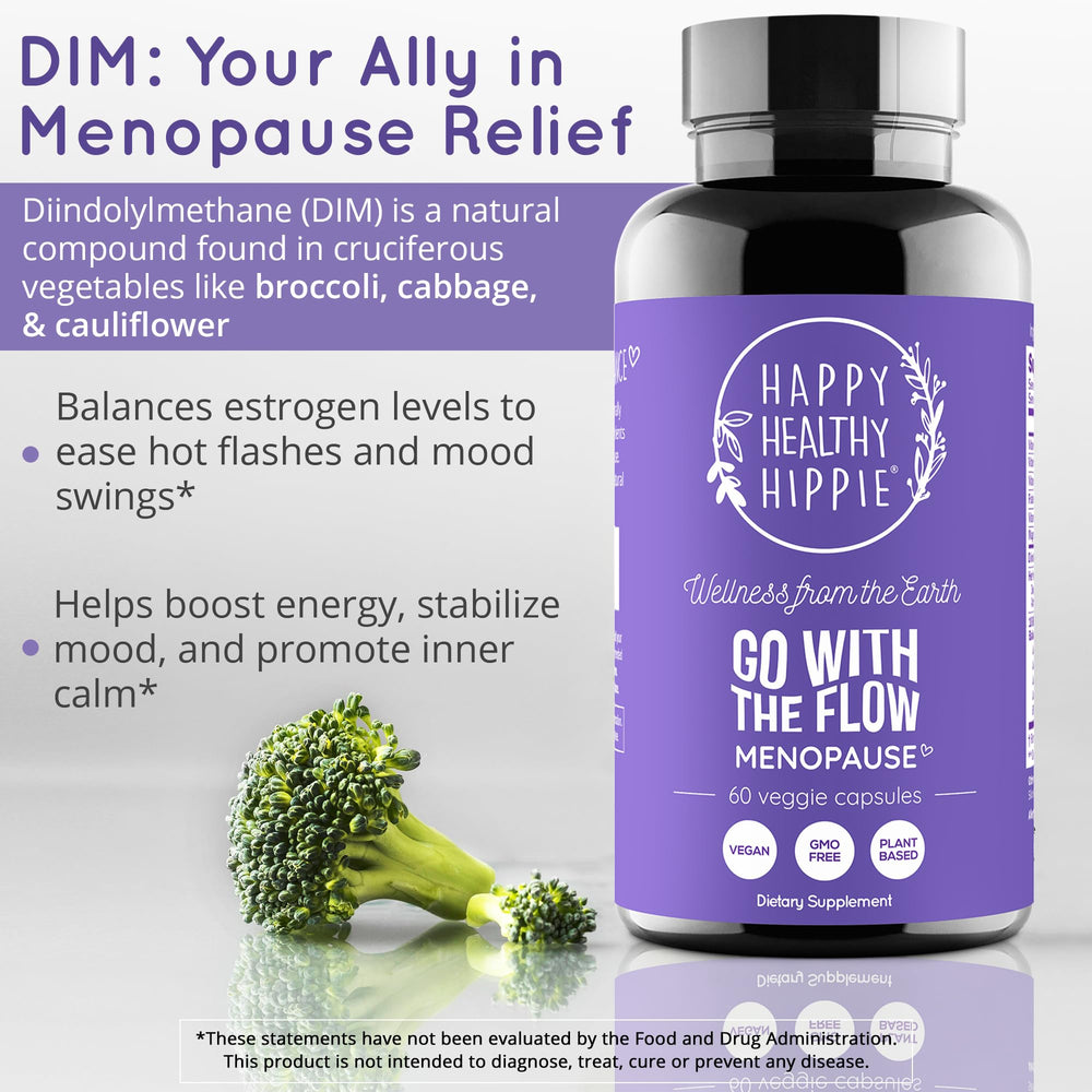 Vegan, GMO-free label emphasizes purity and plant-based menopause support.
