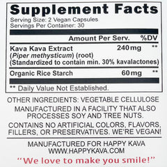 Happy Kava capsules pictured in a daily use setting for relaxation and focus