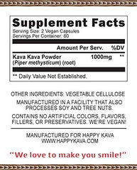 Happy Kava label design highlighting pure kava root content