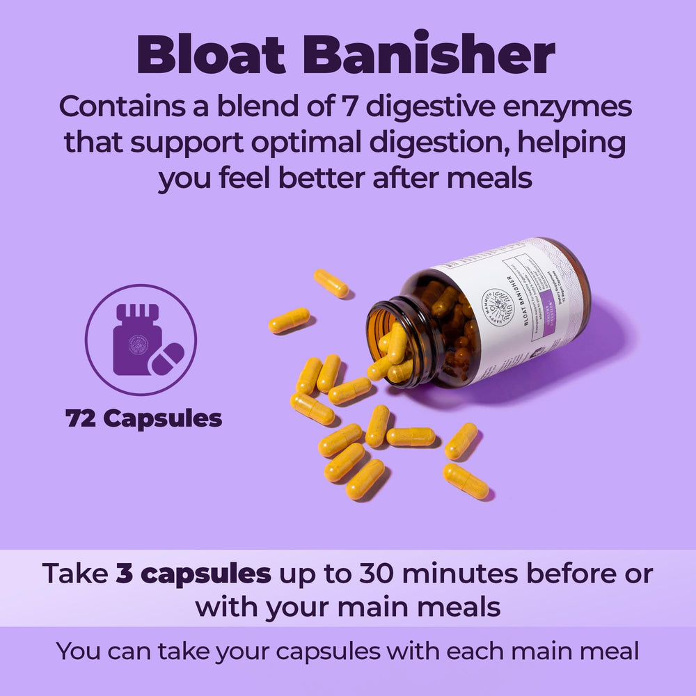 Happy Mammoth Bloat Banisher ingredients list highlighting the enzyme blend