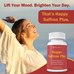 Happy Saffron Plus capsules arranged shows uniform size and coating.