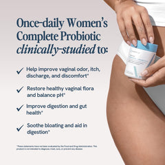 Happy V delayed-release capsules delivering probiotics in a convenient bottle.