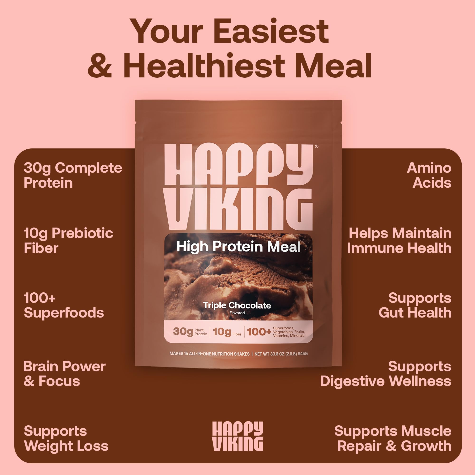 Happy Viking shake in a glass highlighting creamy dairy-free nutrition