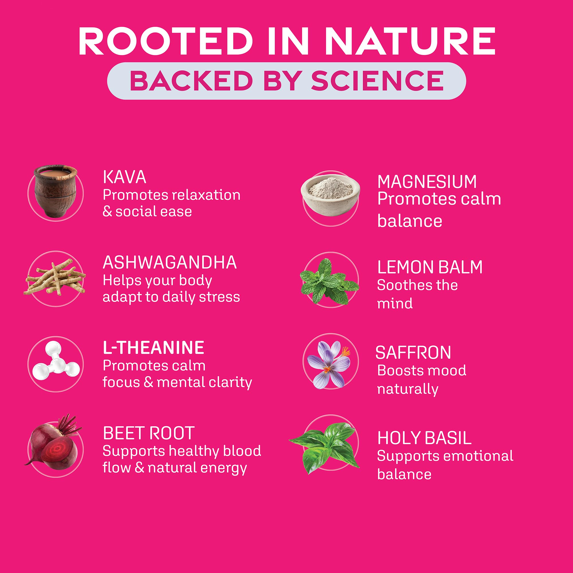 HappySoul Kava Drink Mix Berry bottle and glass show a mindful alternative