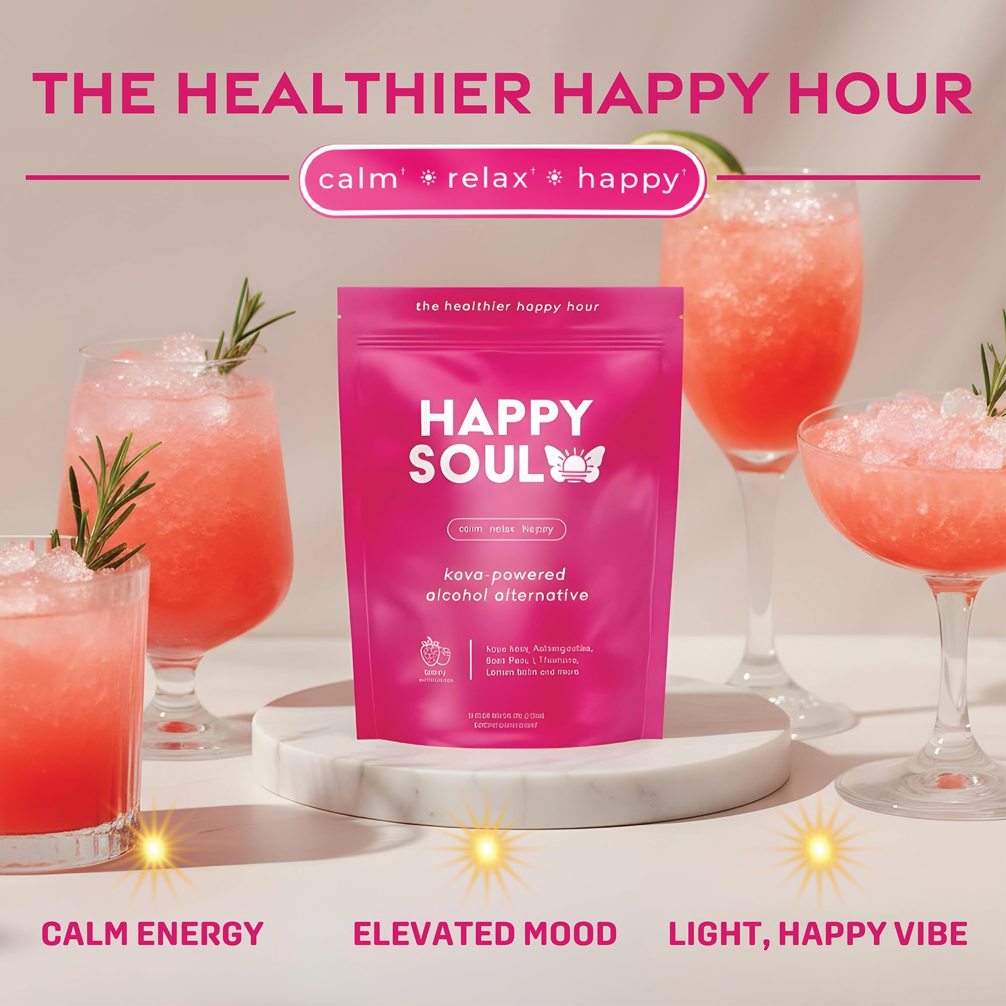 HappySoul Kava Drink Mix Berry brew dissolves in water for ready-to-enjoy moment