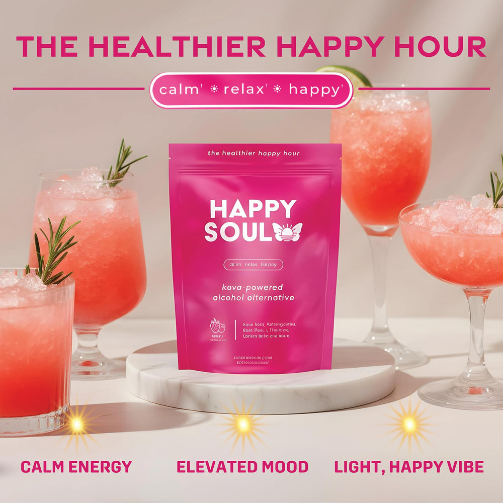 HappySoul Kava Drink Mix Berry brew dissolves in water for ready-to-enjoy moment