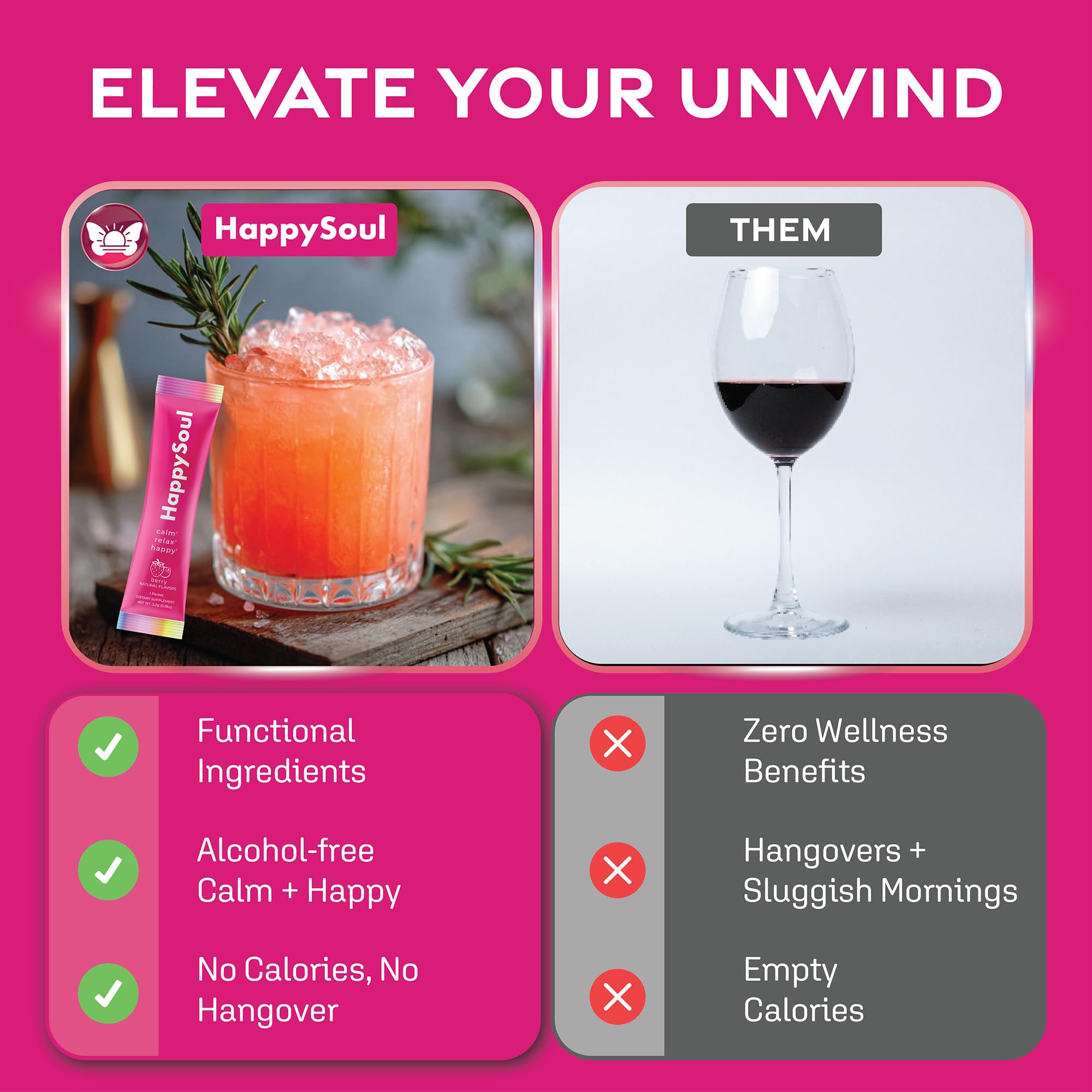 HappySoul Kava Drink Mix Berry label closeup highlights clean ingredients