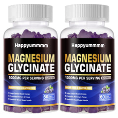 Happyummmm Blueberry Glycinate Gummies front view for easy daily use