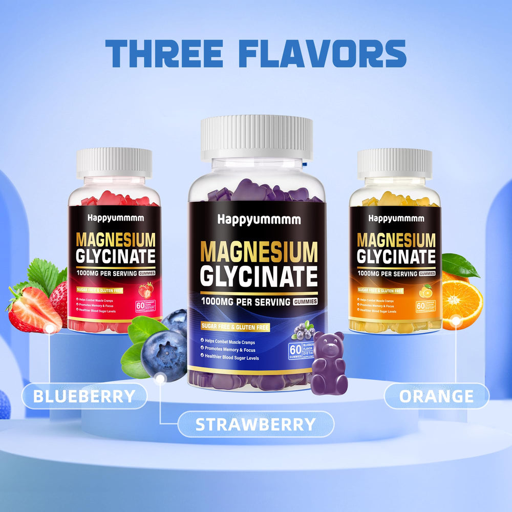 Happyummmm Blueberry Glycinate Gummies on shelf promotes convenient supplementation