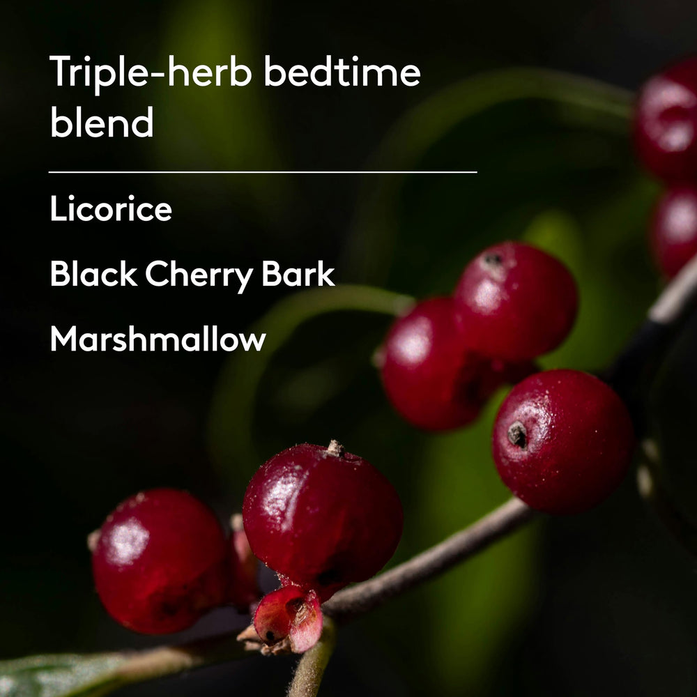 Pouring Harker Herbals syrup into a teaspoon at bedtime