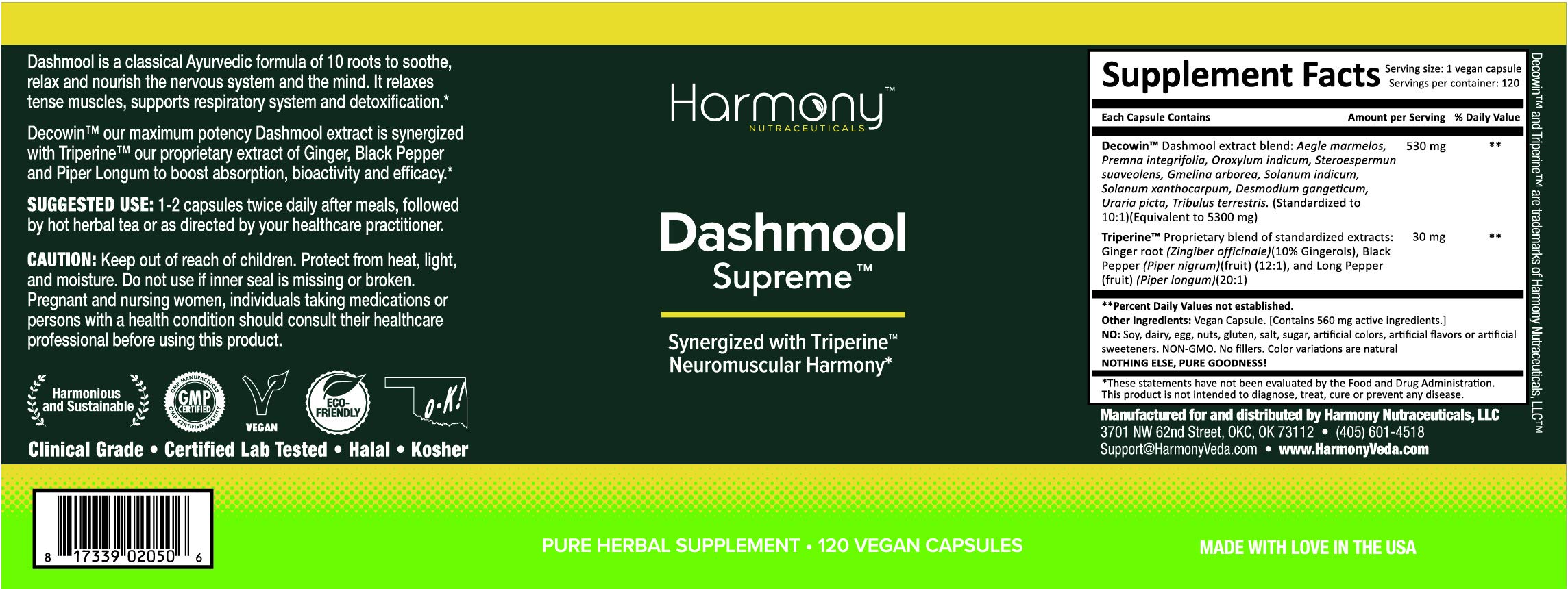 Dashmool Supreme product image highlights Decowin and Triperine synergy for absorption.